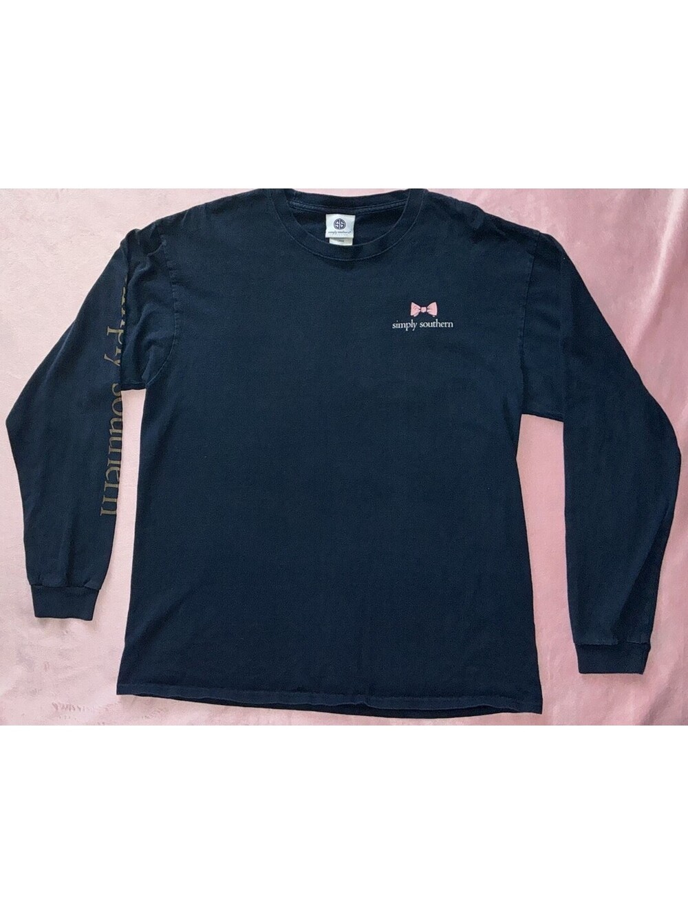 Simply Southern T-Shirt Blue Long Sleeve Dog Low Country High-Class Size L